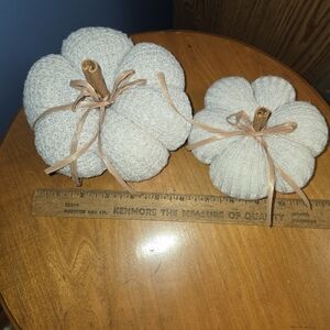 Handcrafted Sweater Pumpkins, NO Moss, Cinnamon Stick Stem.